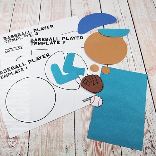Baseball Craft paper bag puppet step 1