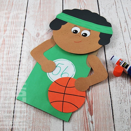 Basketball craft player puppet step 4