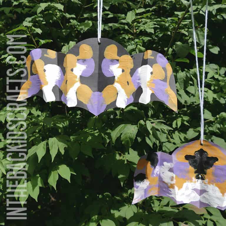 PAPER BAT CRAFT FOR KIDS HALLOWEEN PAINTED PAPER BAT