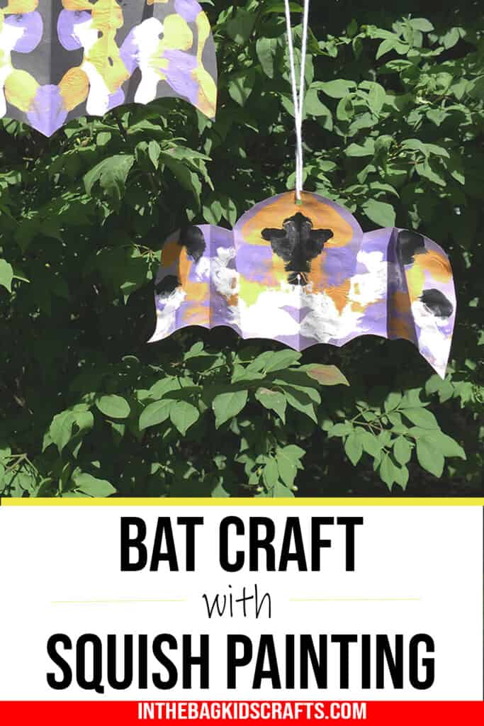 Easy Paper Bat Craft for Kids using squish painting technique