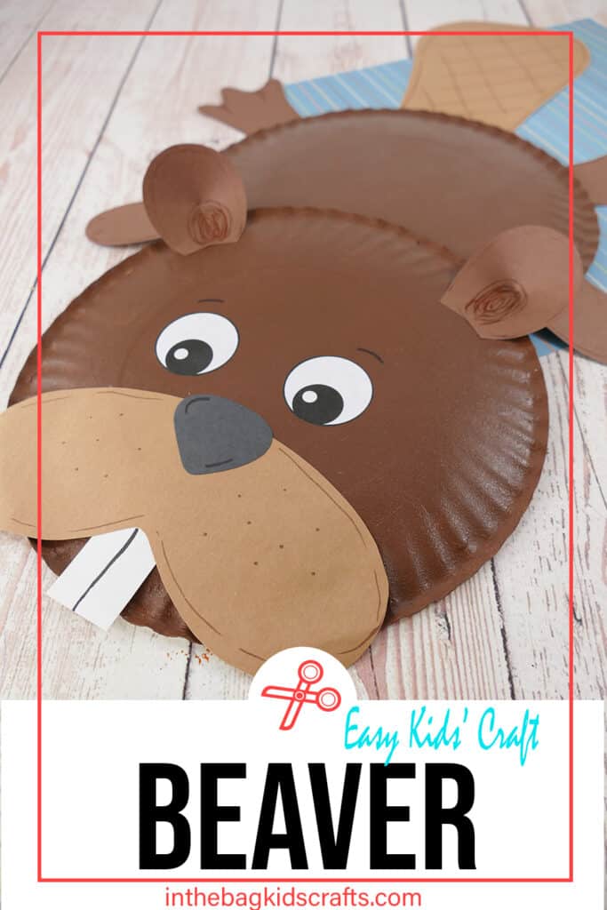 Animal Craft Beaver made from Paper plates with Free Craft template 