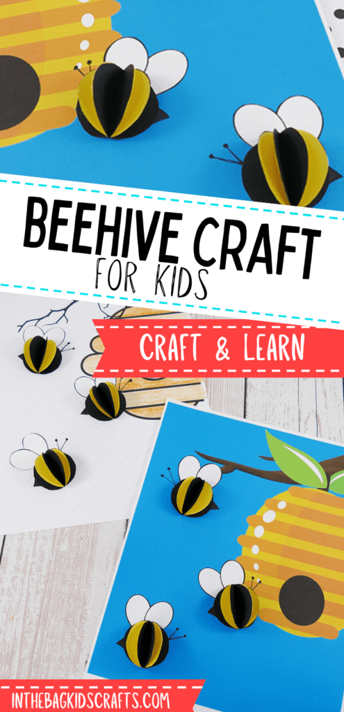 Beehive Craft for kids with paper and printable template 