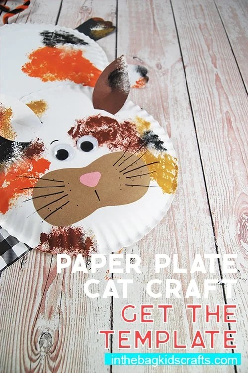 cat craft for kids made from paper plates 