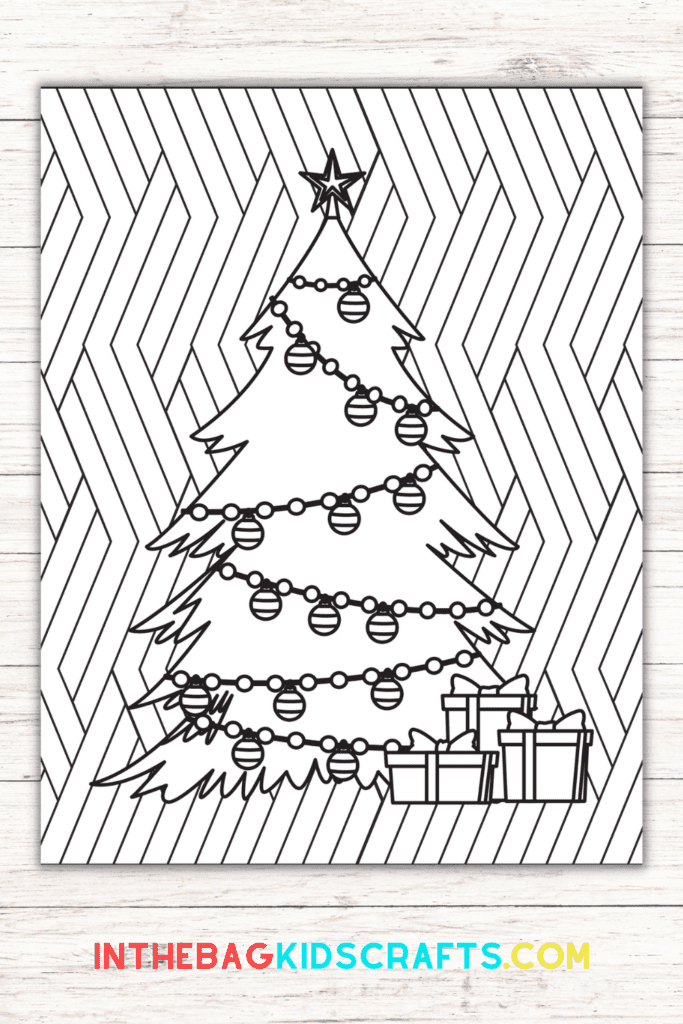 Christmas coloring pages for kids with a Christmas tree 
