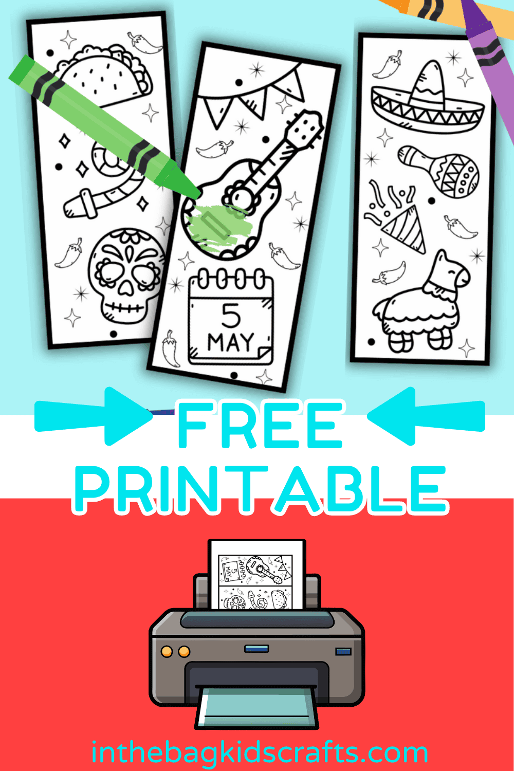 FREE Printable Cinco de Mayo Craft bookmarks 
