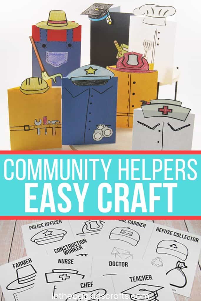 Community Helpers Craft Cards for kids with free printables 