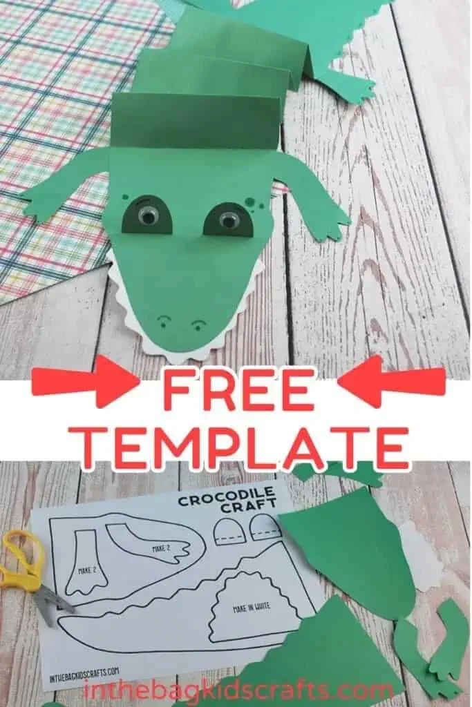 paper crocodile craft for kids with free template 