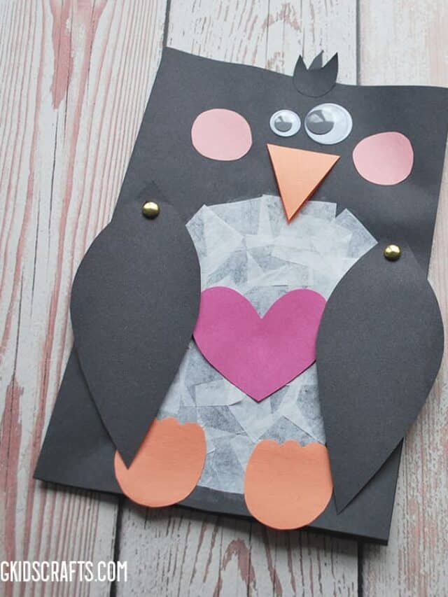 VALENTINE CRAFTS FOR KIDS PENGUIN CARD