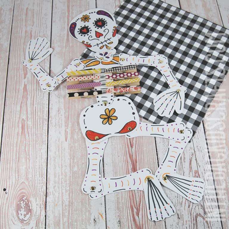 Day of the Dead Craft for Kids skeleton made from paper plates
