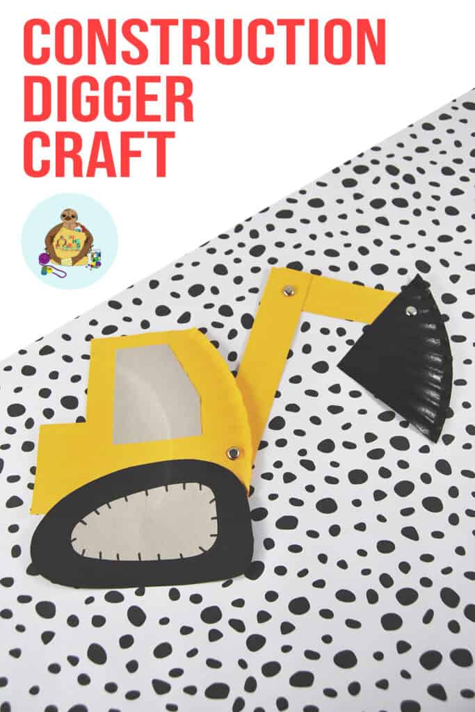 Construction vehicle Excavator Craft for Kids made from paper plate