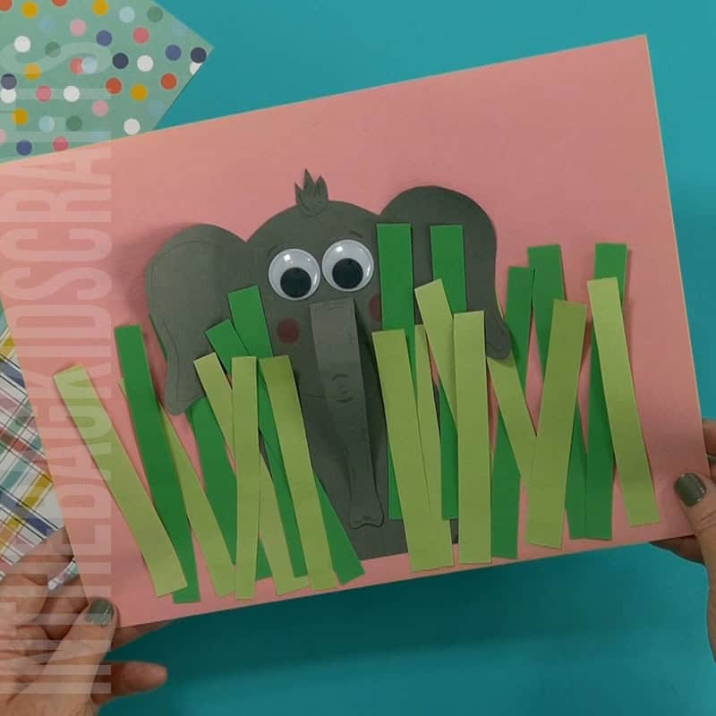 An image showing an adorable paper elephant craft, perfect as an easy animal craft for kids to enjoy making.