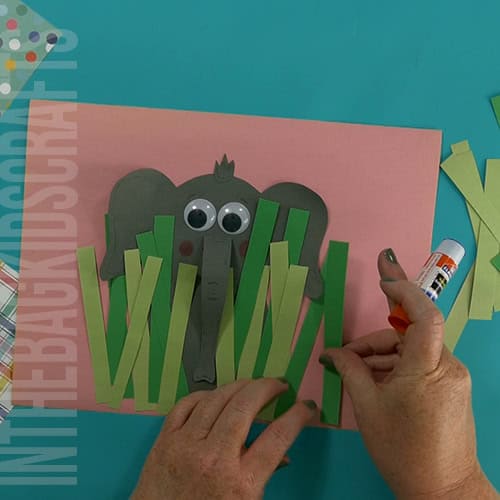paper elephant craft step 6 adding the pape rgrass 