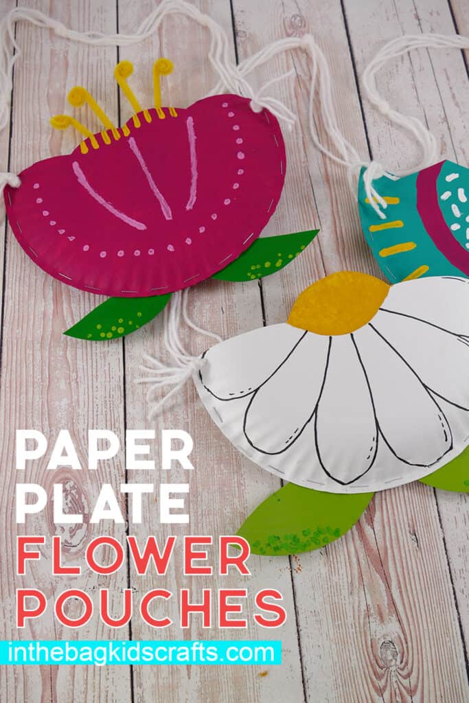 Paper Plate Flower Craft Pouches for Kids 