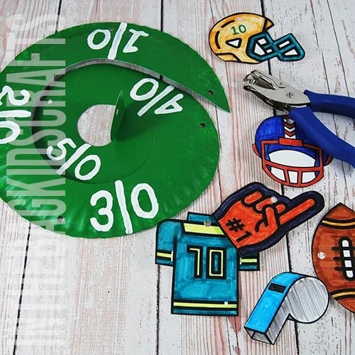 paper plate football craft mobile step 4