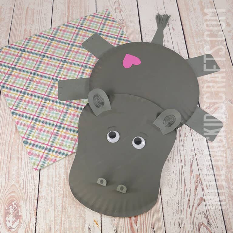 Hippo Craft for Kids made from paper plates