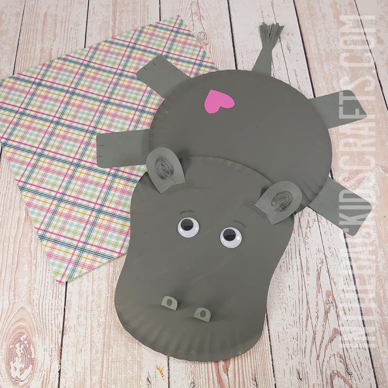 Hippo Craft for Kids made from paper plates