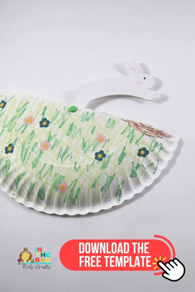 easter bunny craft for kids with interactive elements made from paper plate using free craft bunny outline template 