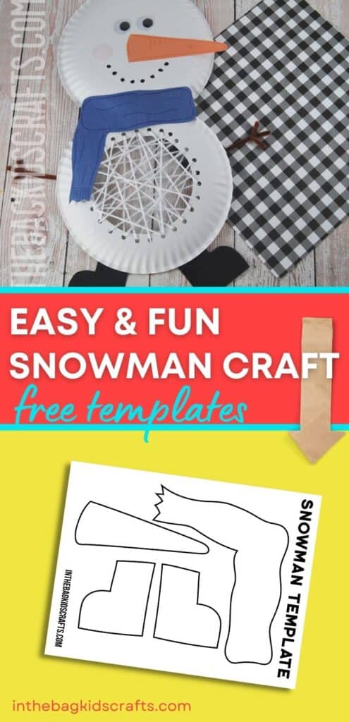 paper plate snowman craft for kids with free template 