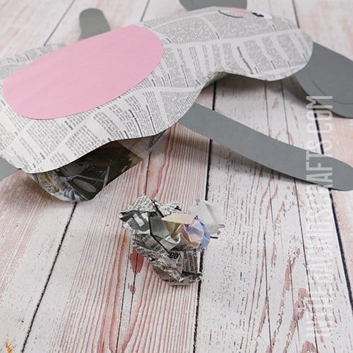 STUFFING THE NEWSPAPER MOUSE CRAFT STEP 5