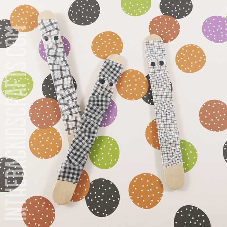 Easy Mummy Craft for Kids made with popsicle sticks and washi tape