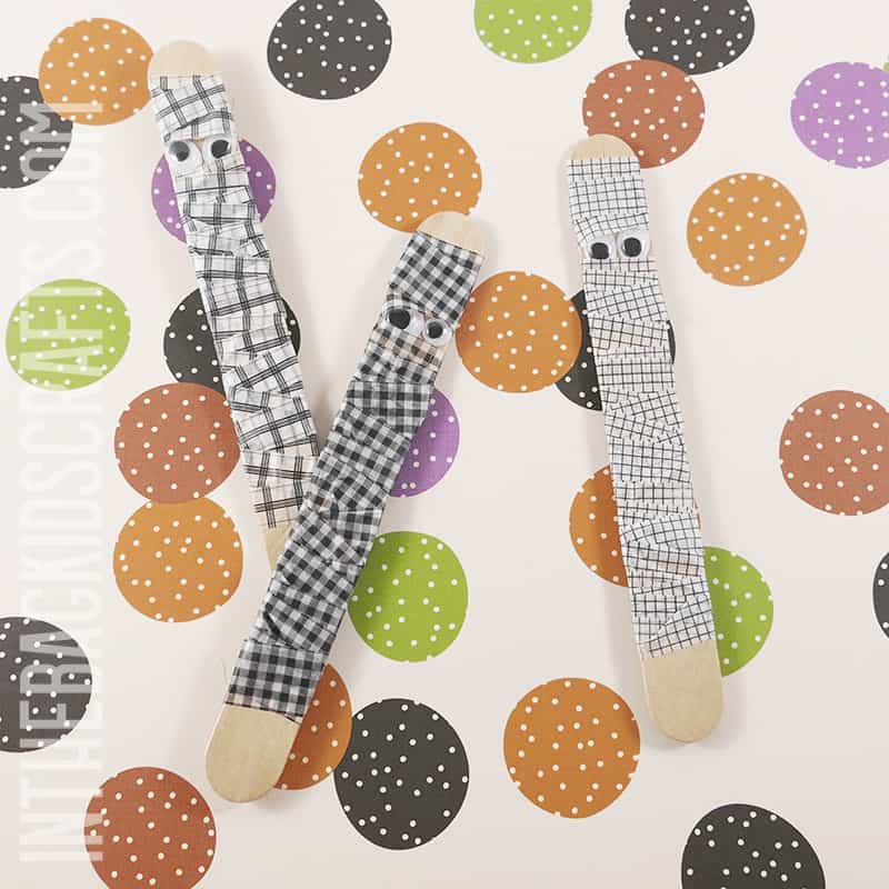 Easy Mummy Craft for Kids made with popsicle sticks and washi tape
