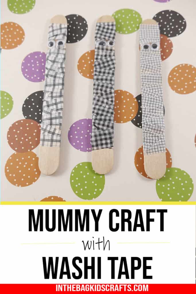 Halloween Mummy Craft for Kids with washi tape and popsicle stick