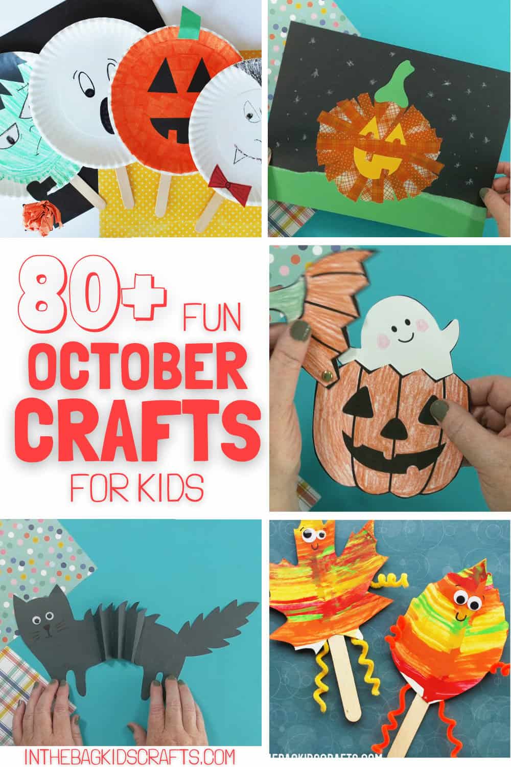 An image showcasing a variety of over 80 fall crafts and Halloween crafts, perfect October crafts for kids to enjoy.