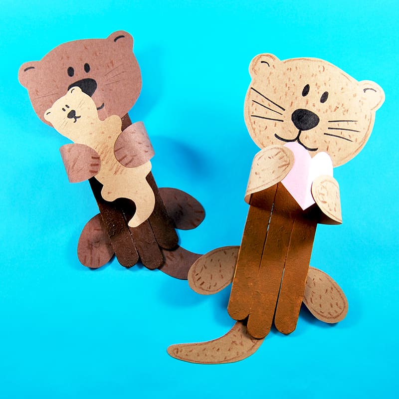 popsicle stick otter craft for kids
