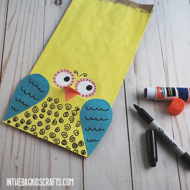 PAPER BAG OWL CRAFT STEP 4