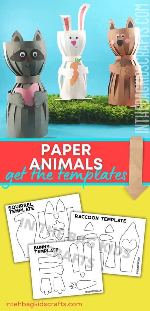 Paper Craft Animals for Kids Squirrel, Bunny and Raccoon