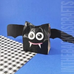 bat craft for kids Halloween craft made from a paper lunch bag