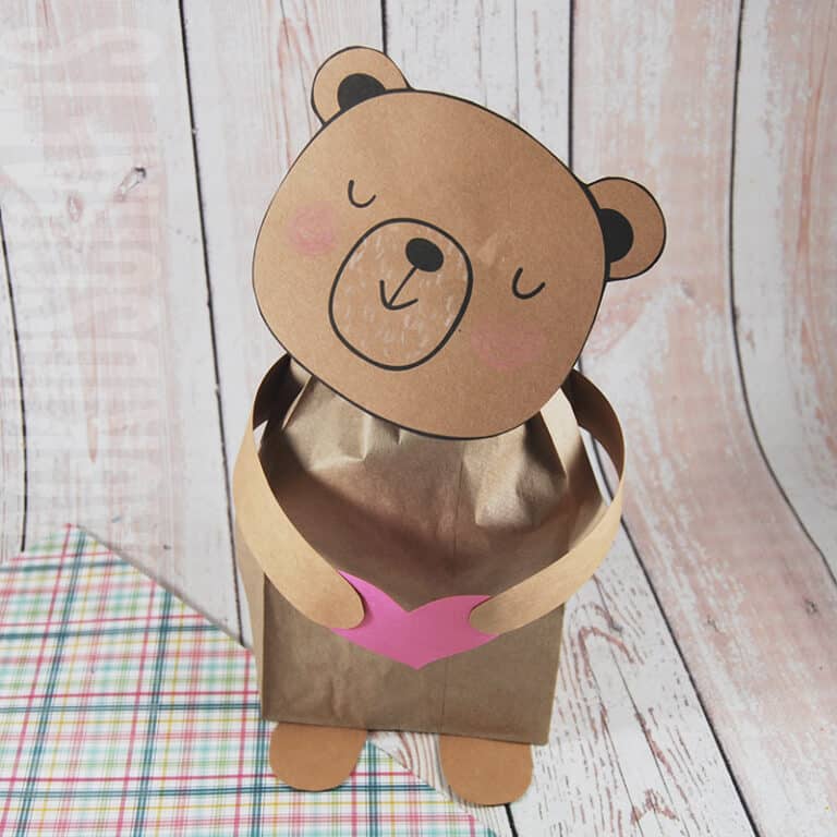Brown Bear Craft for kids made from a paper lunch bag