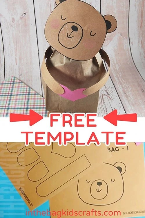 Bear Craft for Kids made from a paper lunch bag 