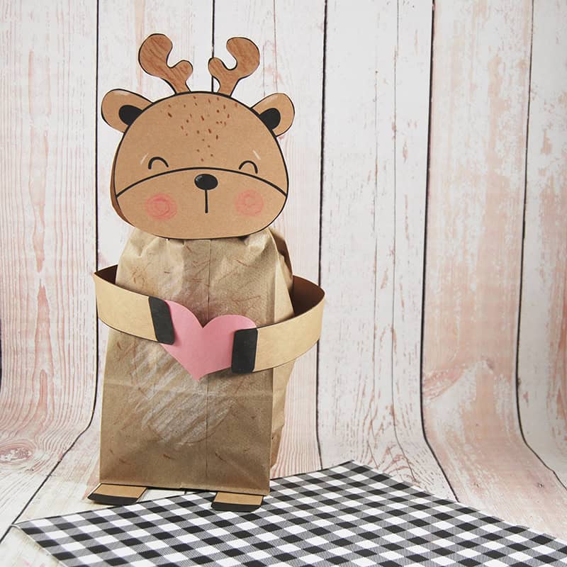 Simple deer craft for kids made from a paper lunch bag