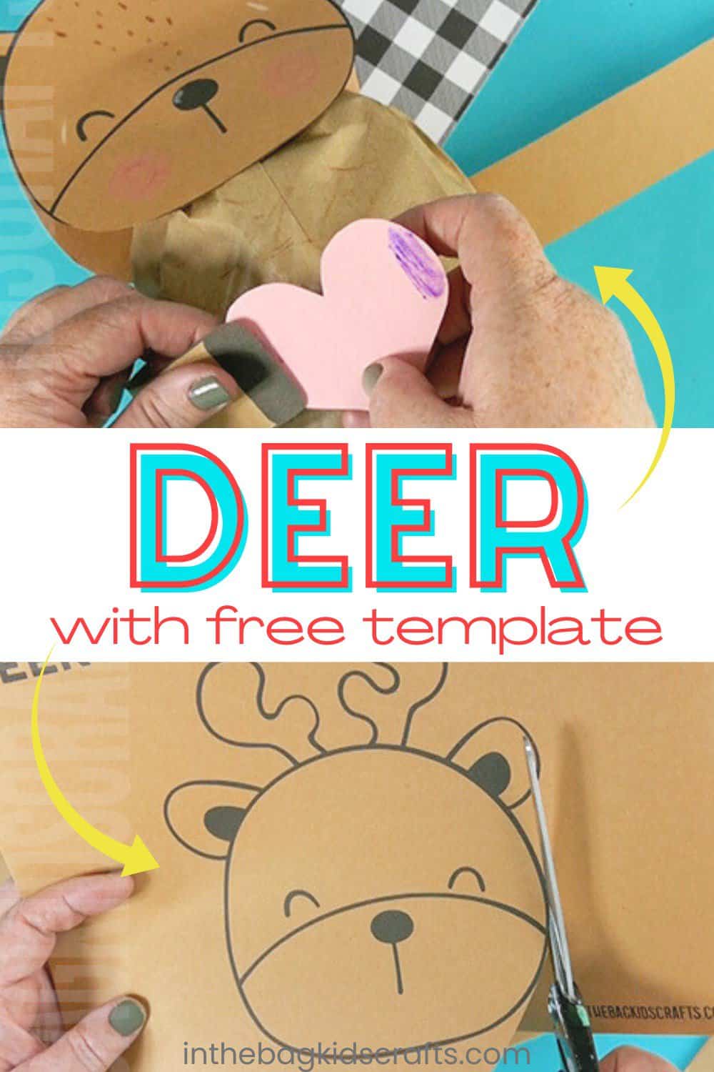 Paper bag deer craft for kids with free template