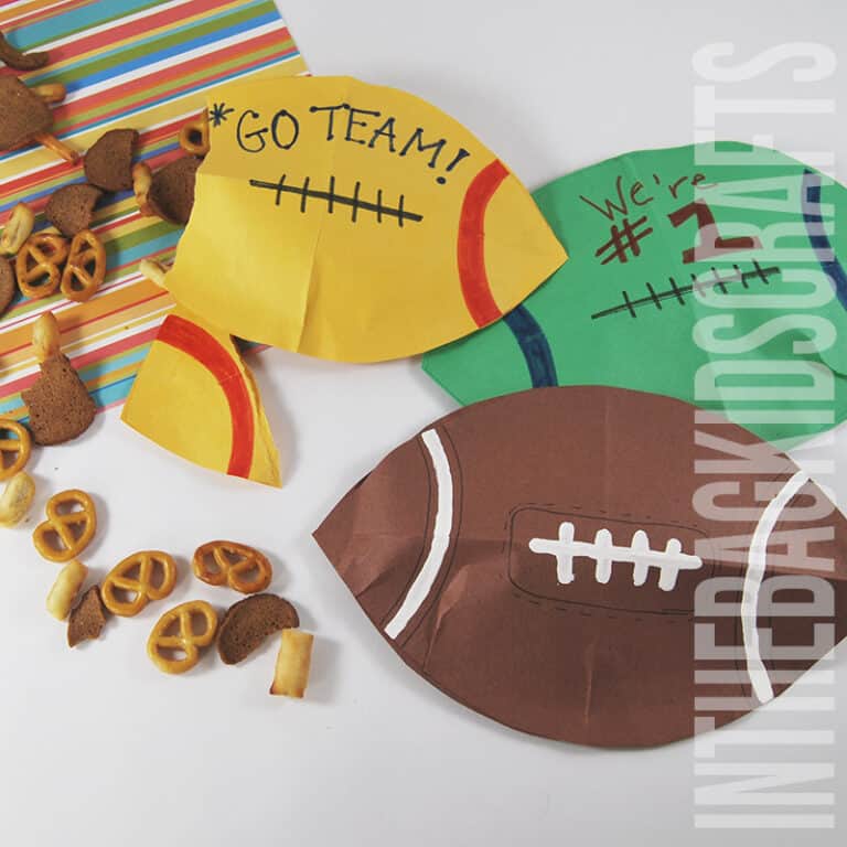 paper football craft for kids snack pouch