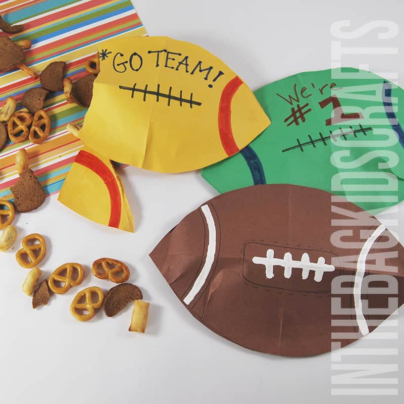 paper football craft for kids snack pouch