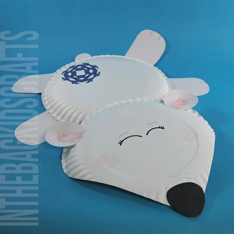 Paper Plate polar bear craft for kids