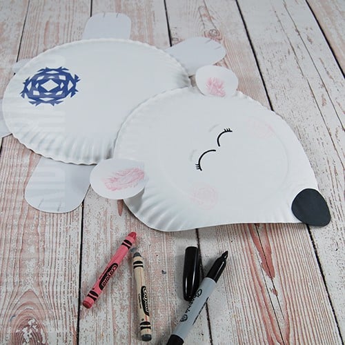 Easy Paper plate polar bear craft for kids step 6