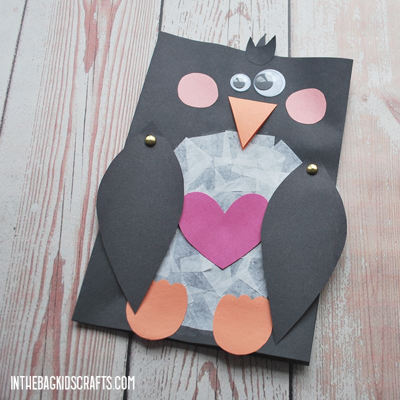 VALENTINE CRAFTS FOR KIDS PENGUIN CARD