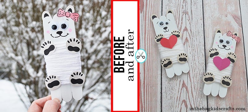 Valentine Craft for Kids Polar Bears Before and after