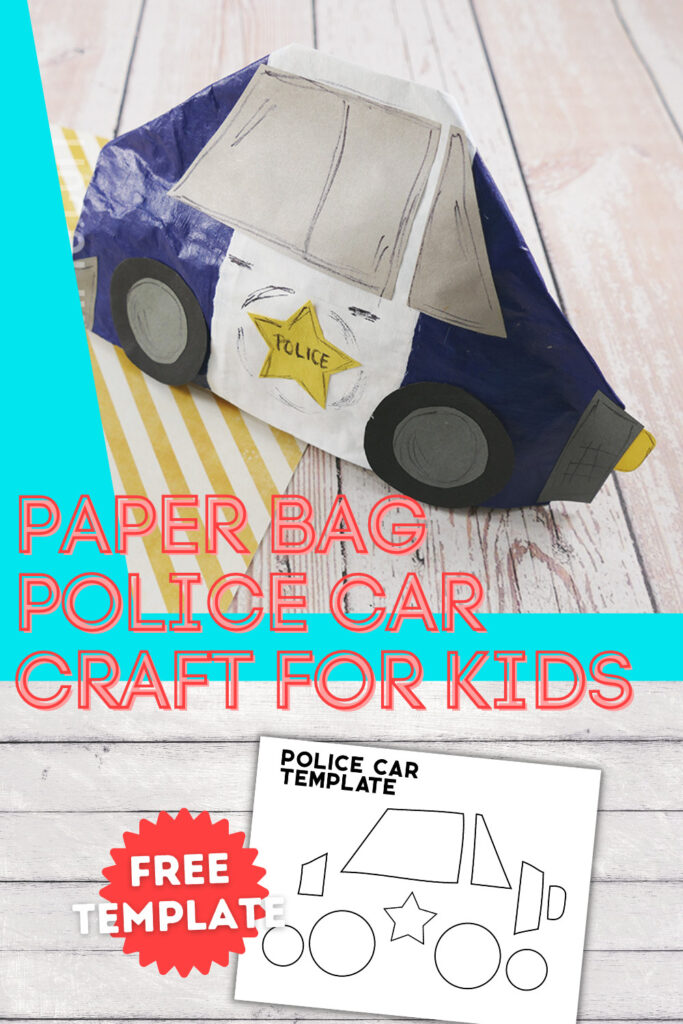 Police Craft for Kids Police car from paper lunch bag with free template 
