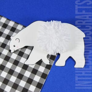A colorful display of a free printable polar bear craft for kids, perfect for a fun and easy winter craft activity.
