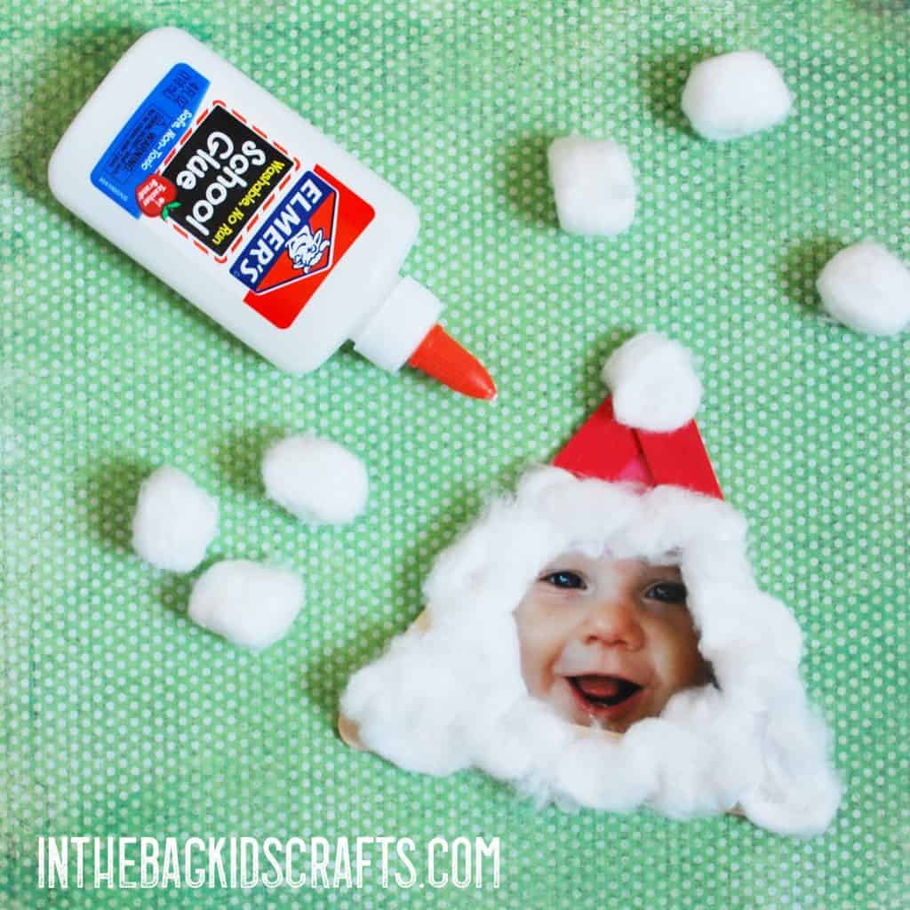 Glue on the beard for Christmas Picture Frame Crafts Santa frame  