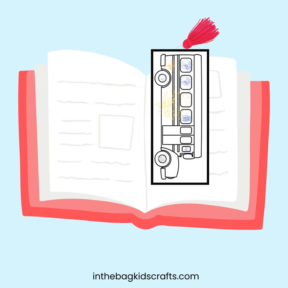 School bookmark inside a book