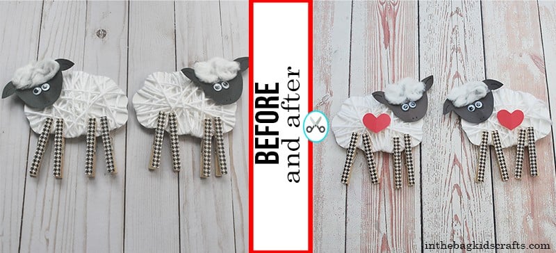 VALENTINE CRAFTS FOR KIDS SHEEP BEFORE AND AFTER