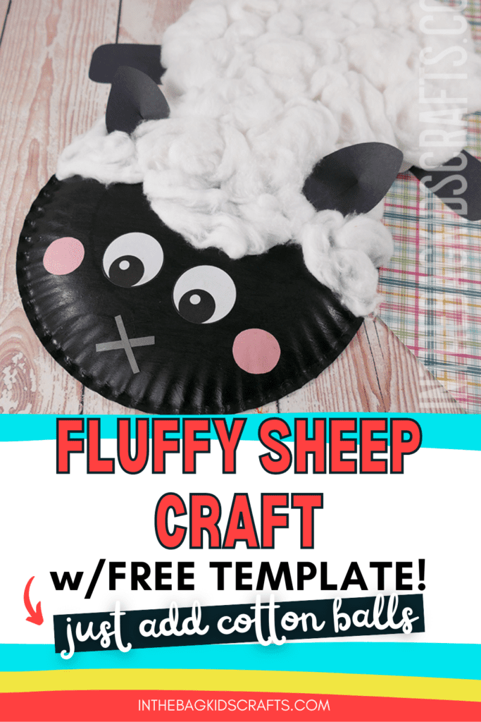 Paper Plate Sheep Craft for Kids with Free template and cotton balls to make it fluffy 