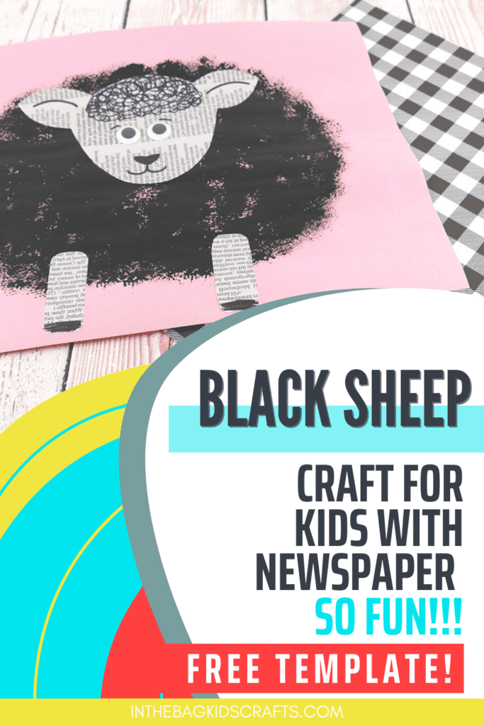 black sheep craft for kids with recycled newspaper details 