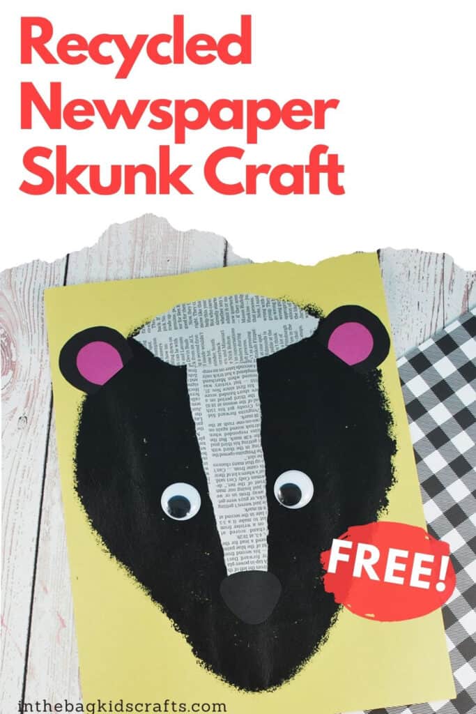 SKUNK CRAFT FOR KIDS WITH RECYCLED NEWSPAPER STRIPES
