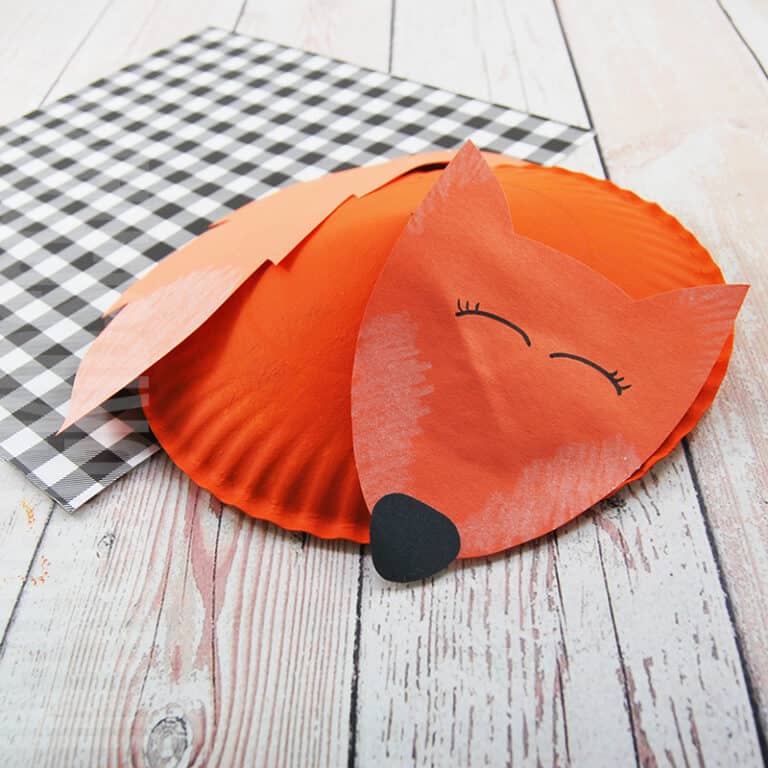 Paper Plate fox craft for kids sleeping craft